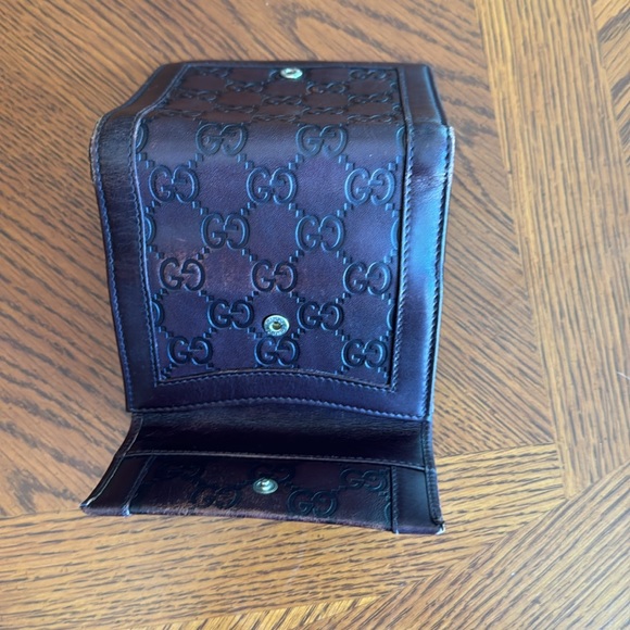 Guccissima French Flap Wallet Brown Leather Gold Hardware. Authentic - Picture 10 of 15